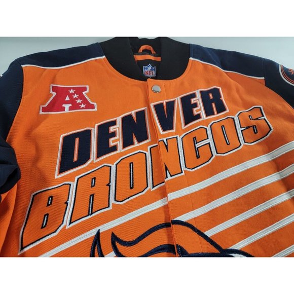 New! NFL Denver Broncos Embroidered Cotton Canvas Varsity Jacket Coat Men Sz XL - Picture 10 of 12